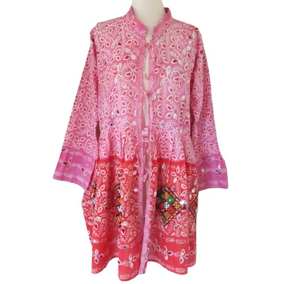 JULIET DUNN Paisley cotton mini dress tunic top O/S